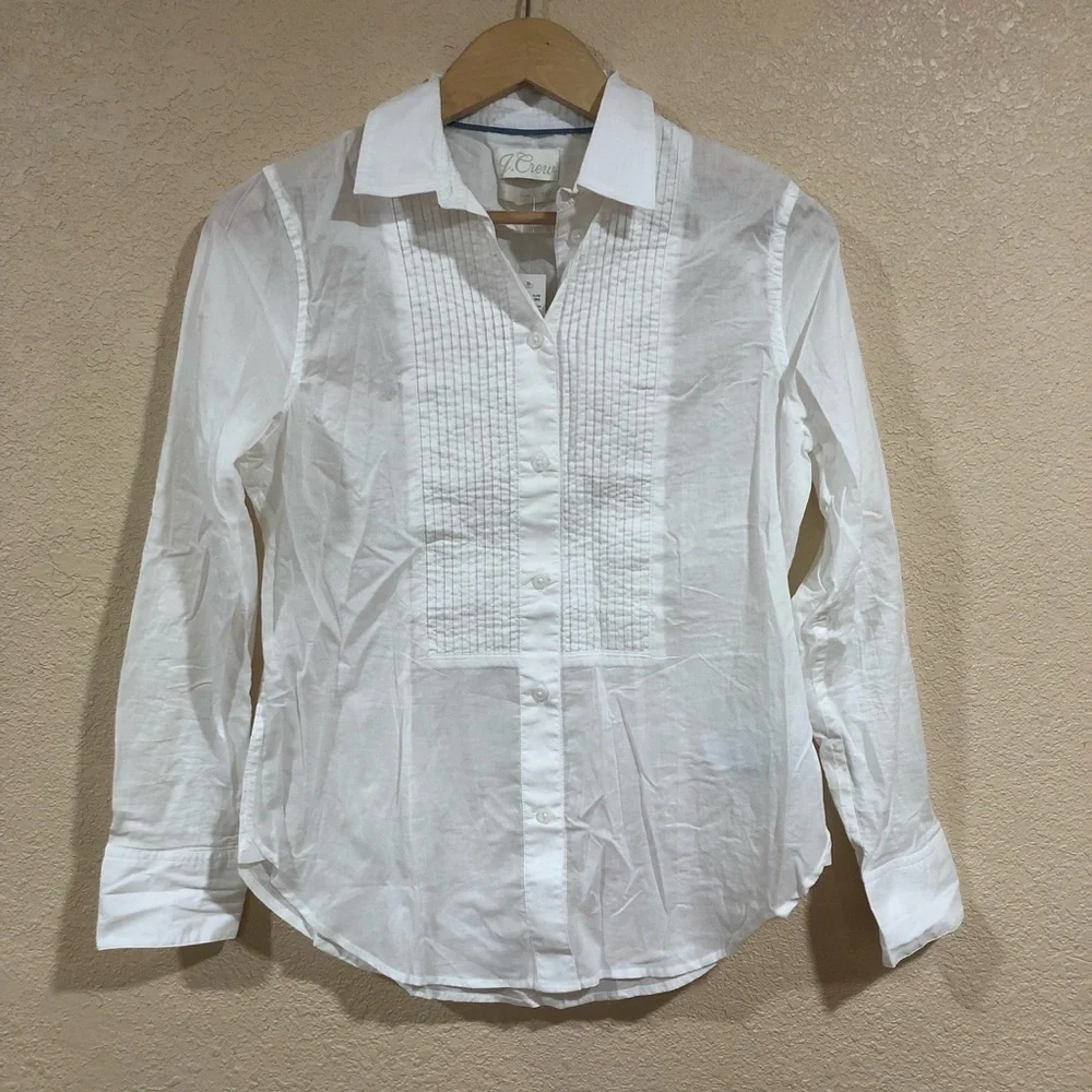 NEW J. Crew Slim-fit cotton voile tuxedo shirt in white